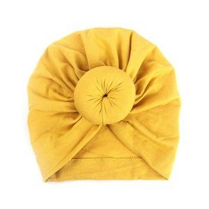 NWT yellow knotted turban hat for babies toddlers